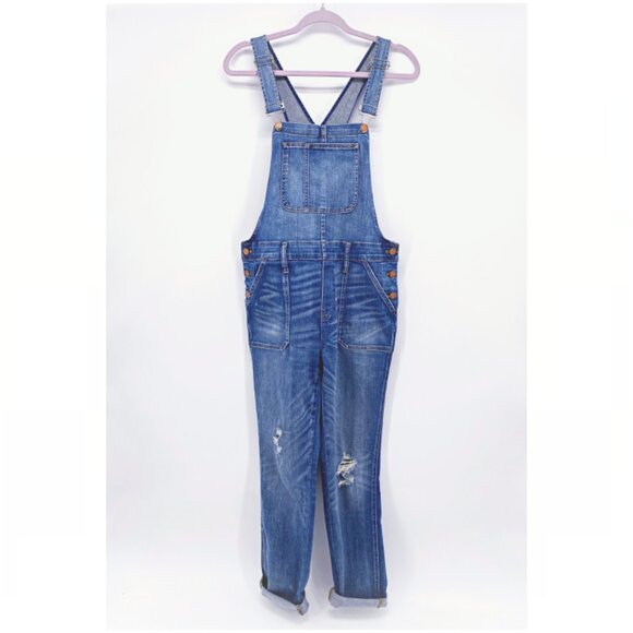 Madewell Distressed Skinny Overalls - Picture 1 of 10